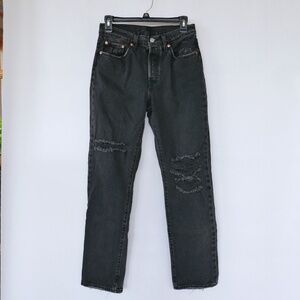 Levis 501 Black Distressed Women's Straight Legged Vintage Jeans